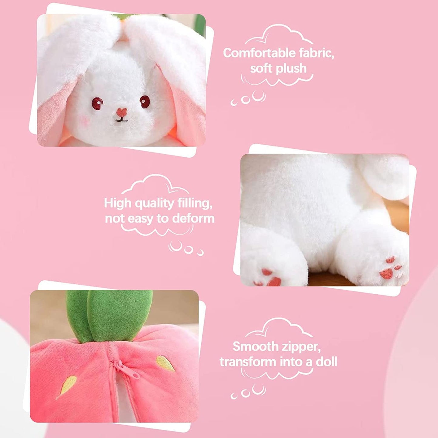 🍓 Hot Sale 50% OFF🍓Easter Day Strawberry Bunny Transformed into Little Rabbit🎀 Fruit Doll Plush Toy🐰