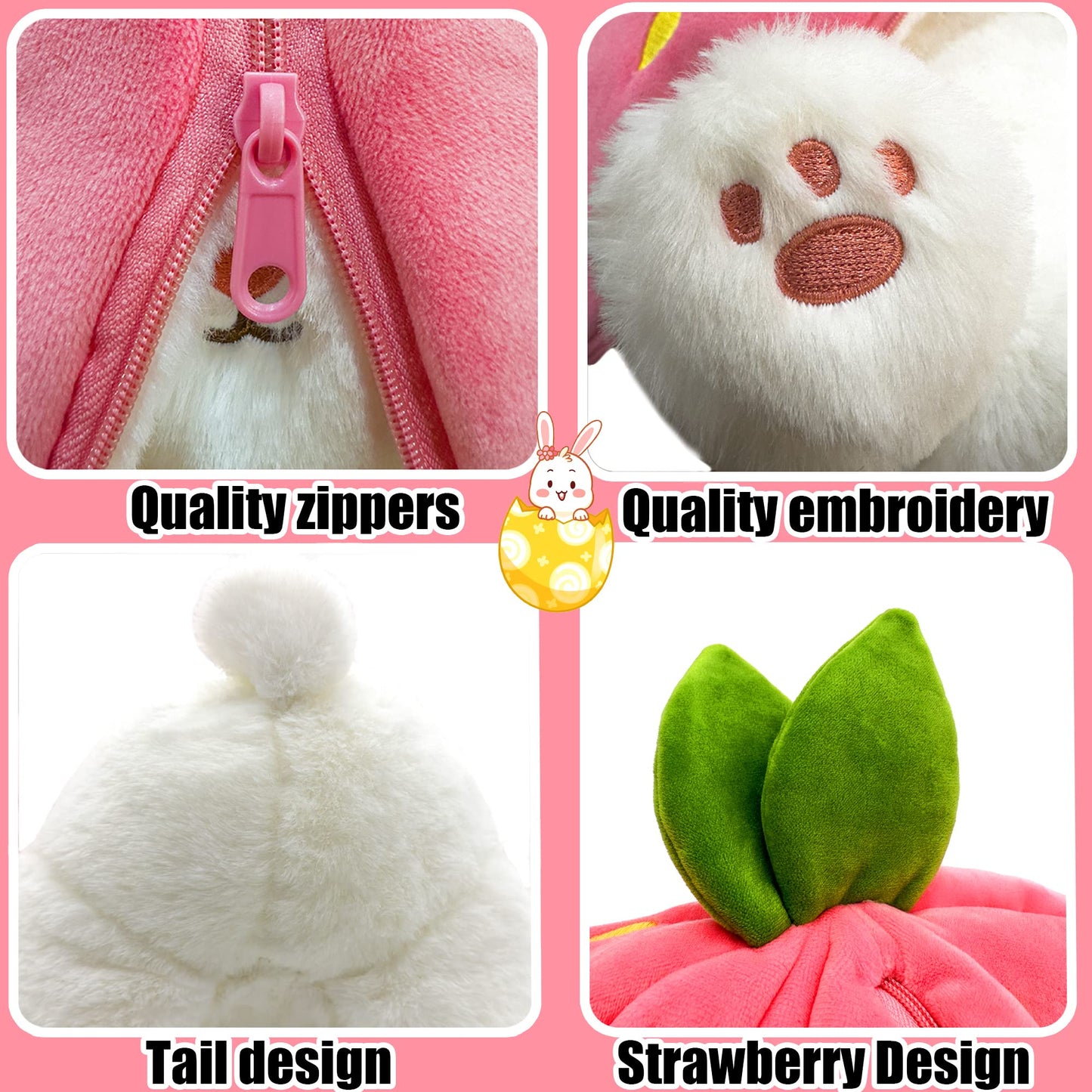 🍓 Hot Sale 50% OFF🍓Easter Day Strawberry Bunny Transformed into Little Rabbit🎀 Fruit Doll Plush Toy🐰