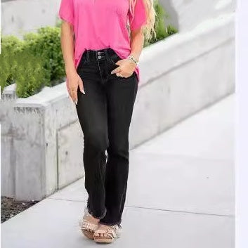 🍁 Women’s Casual High Waist Jeans with Pockets