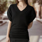 Dolman V-Neck Cinched Waist Blouse